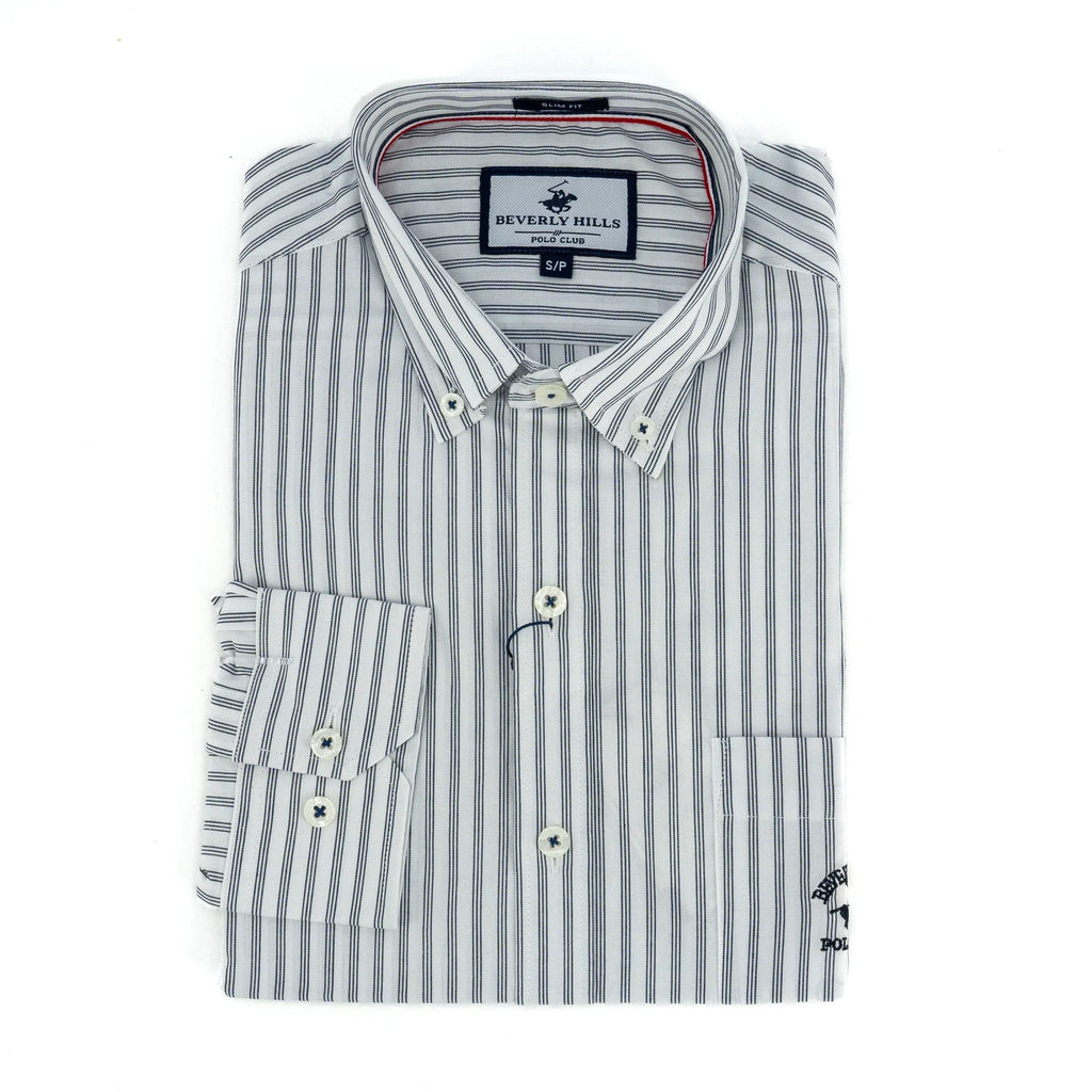 Camisa Beverly Hills Mangas Largas Rayas P/ Caballeros by Beverly Hills