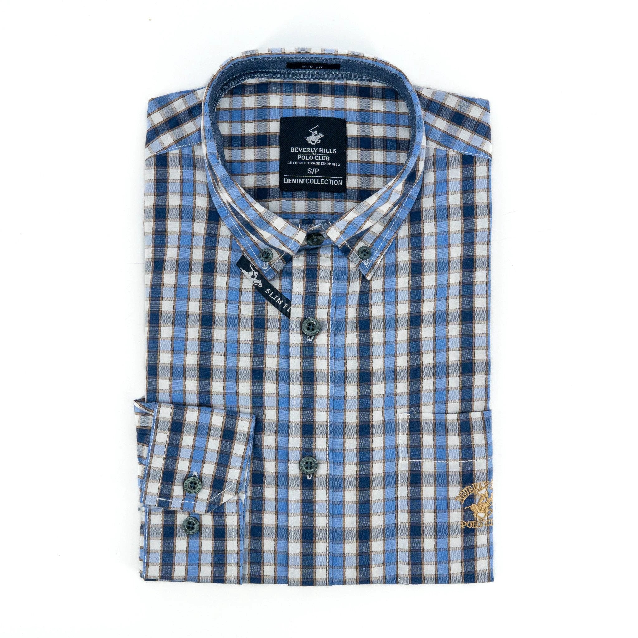 Camisa Beverly Hills Mangas Largas Cuadros P/ Caballeros by Beverly Hills