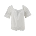 Blusa Badgley Mischka Mangas Cortas Lisa Encaje para Damas