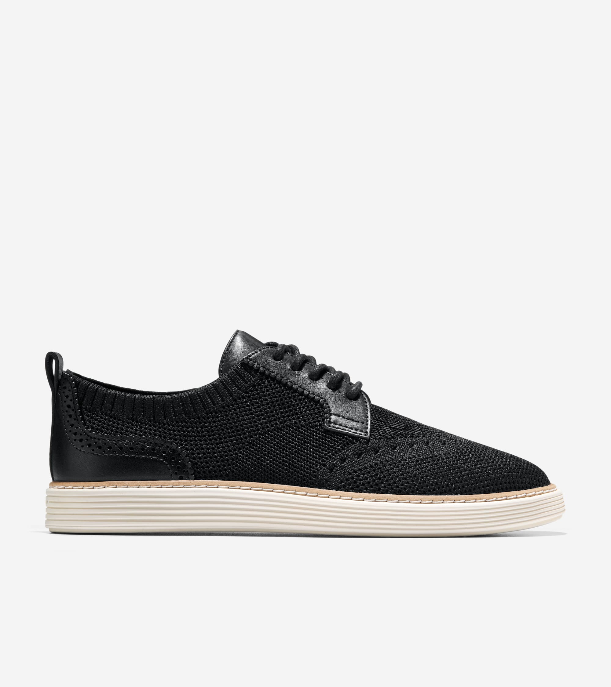 W33214:BLACK KNIT/LEATHER/IVORY