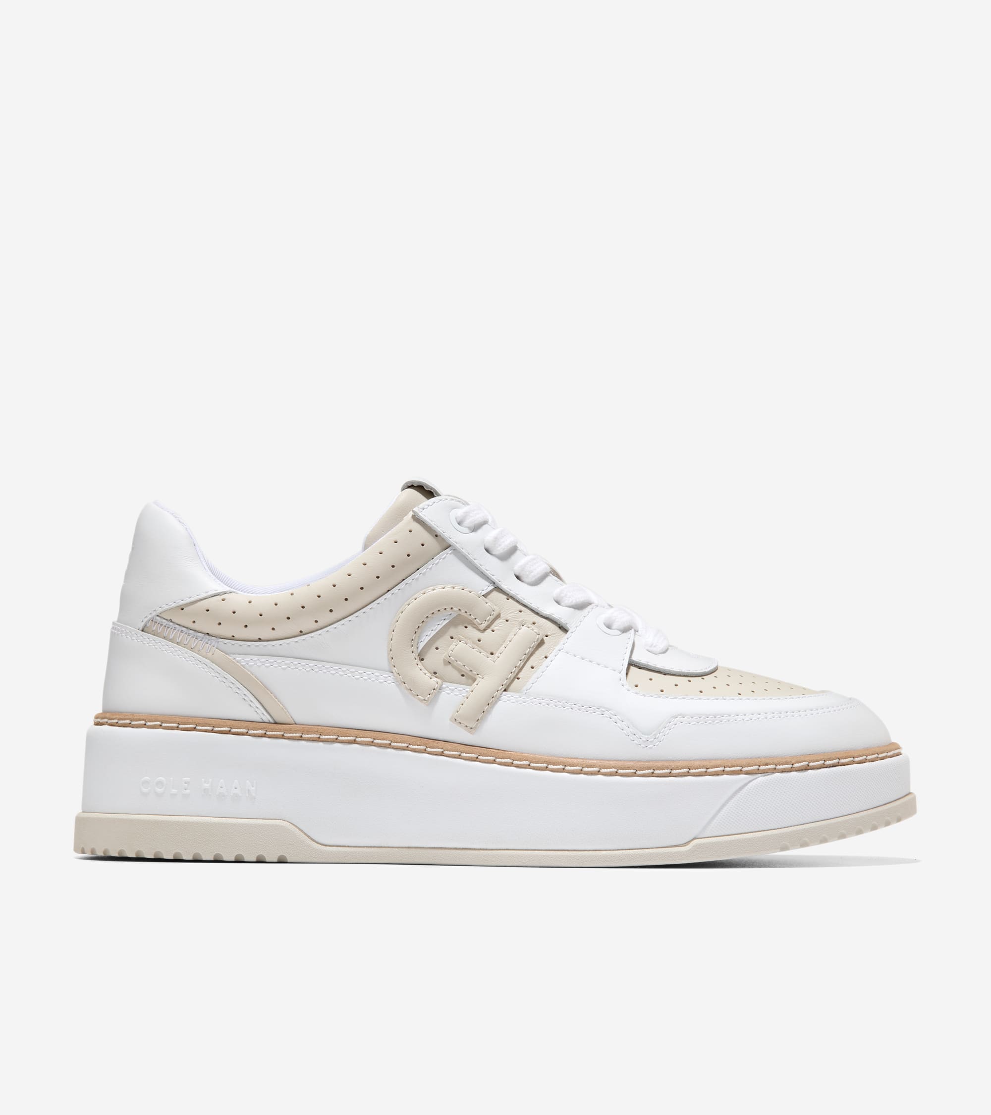 W33228:SILVER BIRCH PERF LEATHER/WHITE