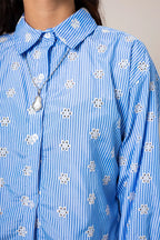 CAMISA RAYAS BORDADA E-M 8486.