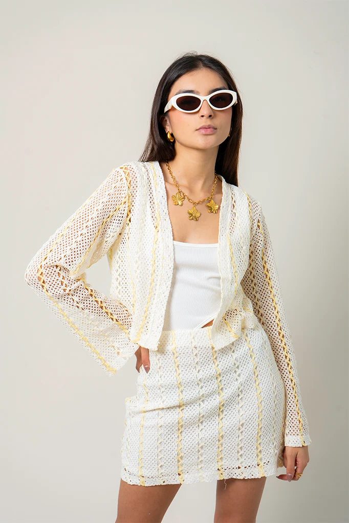 CARDIGAN EFECTO CROCHET B-M 9377.