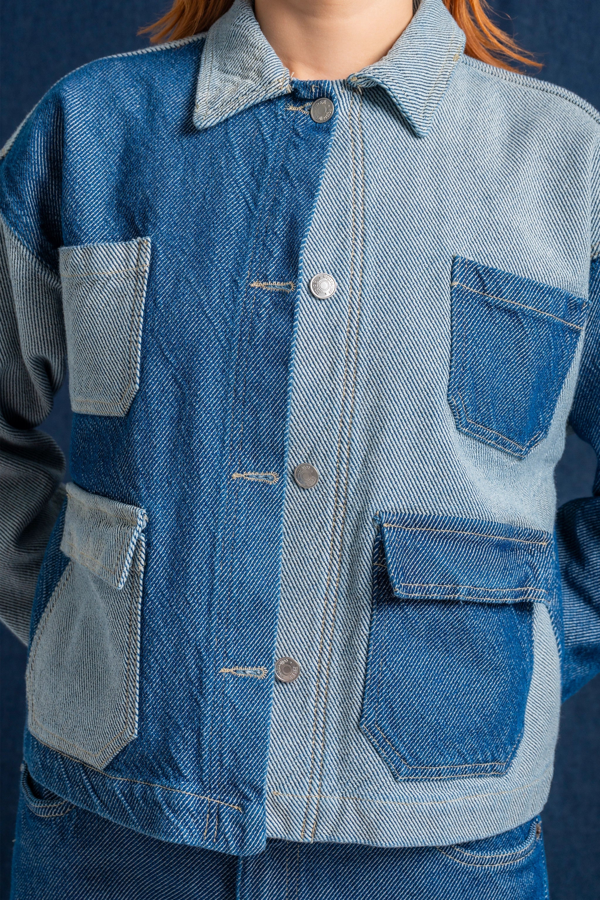 CHAQUETA DENIM PATCHWORK B-M 7553.