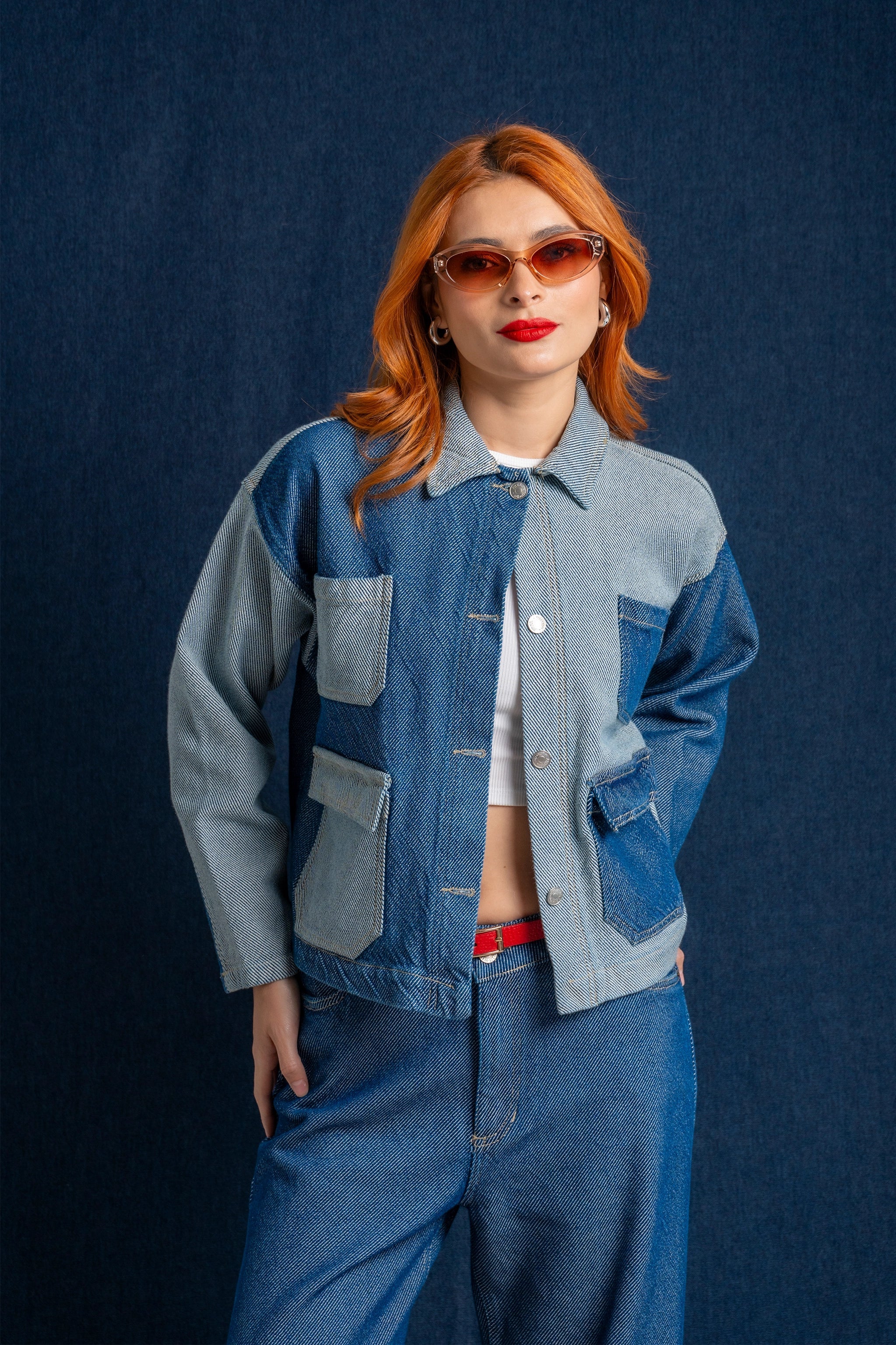 CHAQUETA DENIM PATCHWORK B-M 7553.
