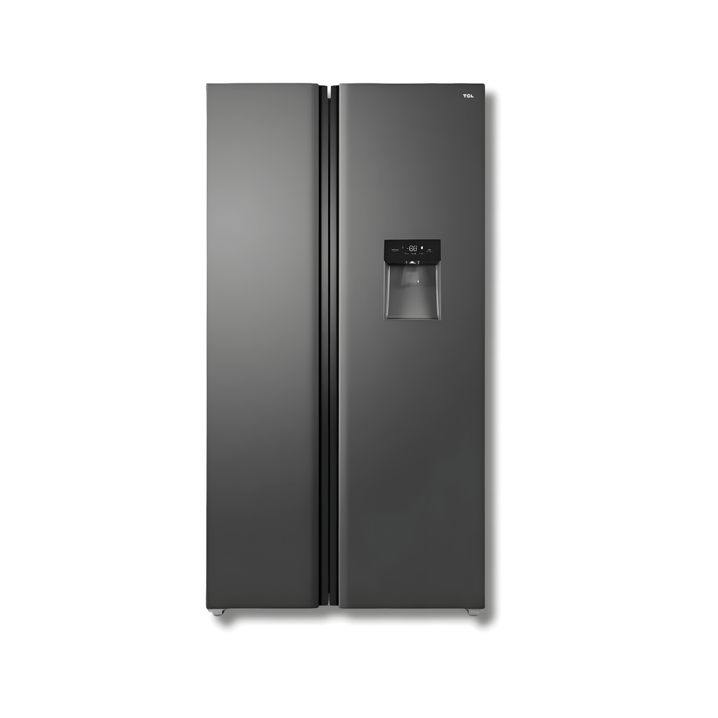 Nevera Side by Side TCL P520SBC 18 Pies Cúbicos Inverter Dispensador de Agua Gris Oscuro