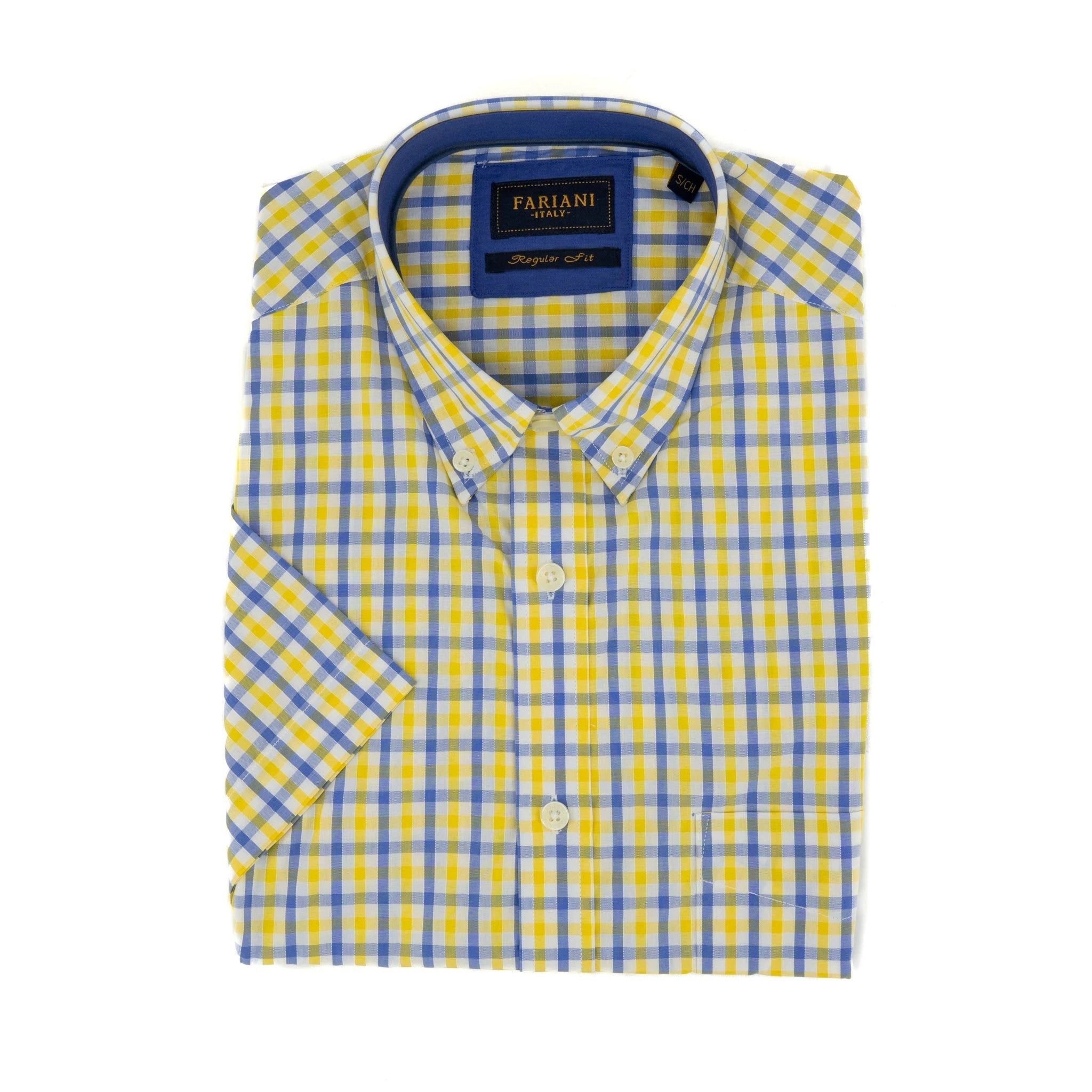 Camisa Fariani Mangas Cortas Cuadros P/ Caballeros by Fariani
