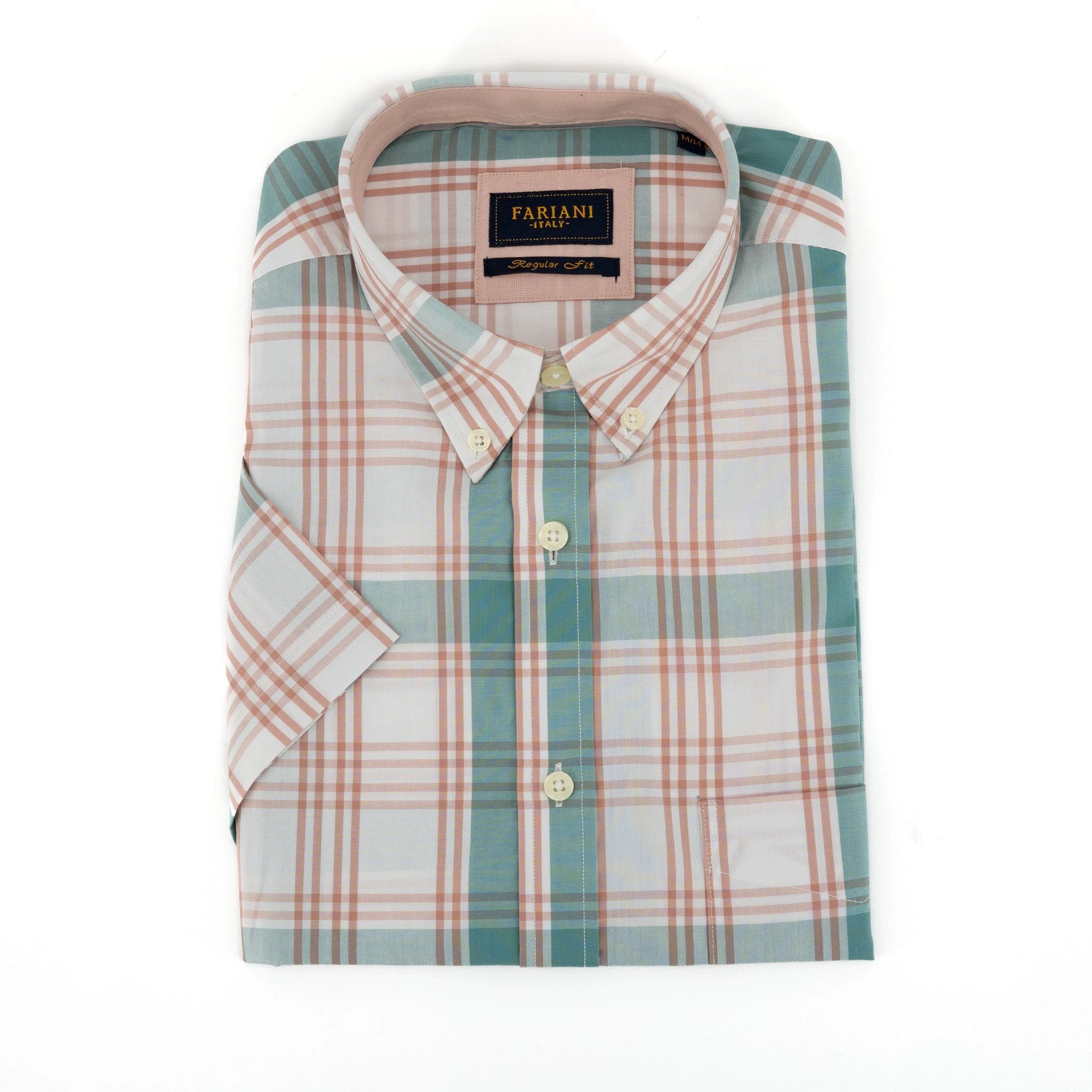 Camisa Fariani Mangas Cortas Cuadros P/ Caballeros by Fariani