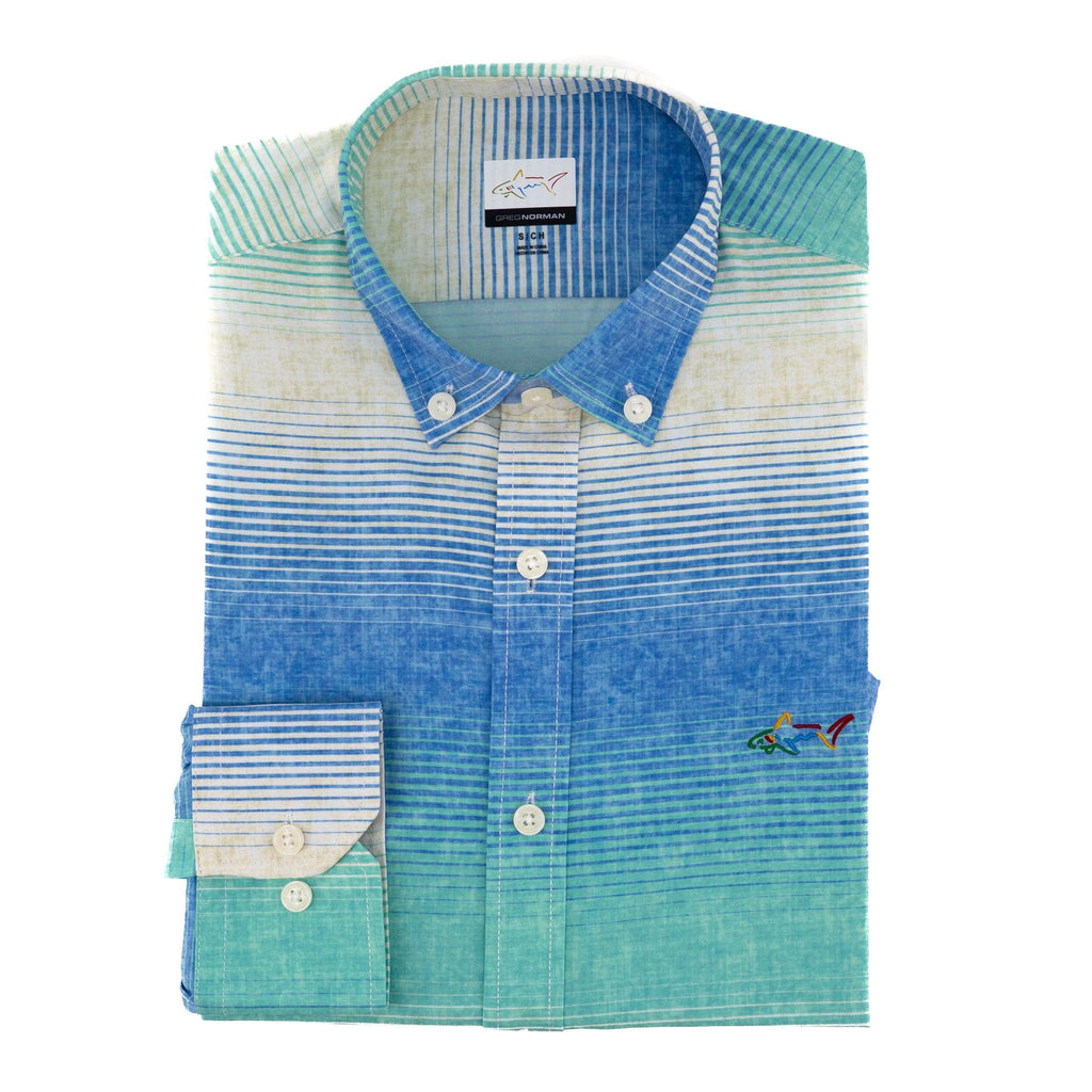 Camisa Greg Norman Mangas Largas Rayas P/ Caballeros GNA23WVN014-BL- by Greg Norman