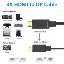 Cable Adaptador HDMI a DisplayPort 4K a 60Hz