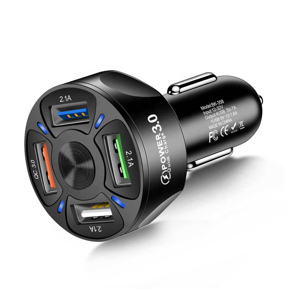 Cargador Vehículo USB QC 3.0 + 4 Puertos