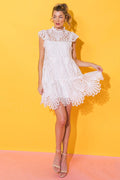 Vestido Flying Tomato Mangas Cortas Encaje Corto Para Damas by Flying Tomato