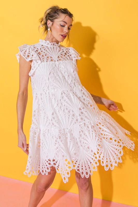 Vestido Flying Tomato Mangas Cortas Encaje Corto Para Damas by Flying Tomato
