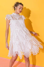 Vestido Flying Tomato Mangas Cortas Encaje Corto Para Damas by Flying Tomato