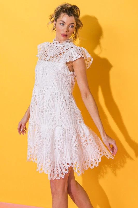 Vestido Flying Tomato Mangas Cortas Encaje Corto Para Damas by Flying Tomato