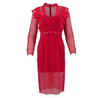 Vestido Ina Mangas Largas Liso Encaje P/ Damas by Ina