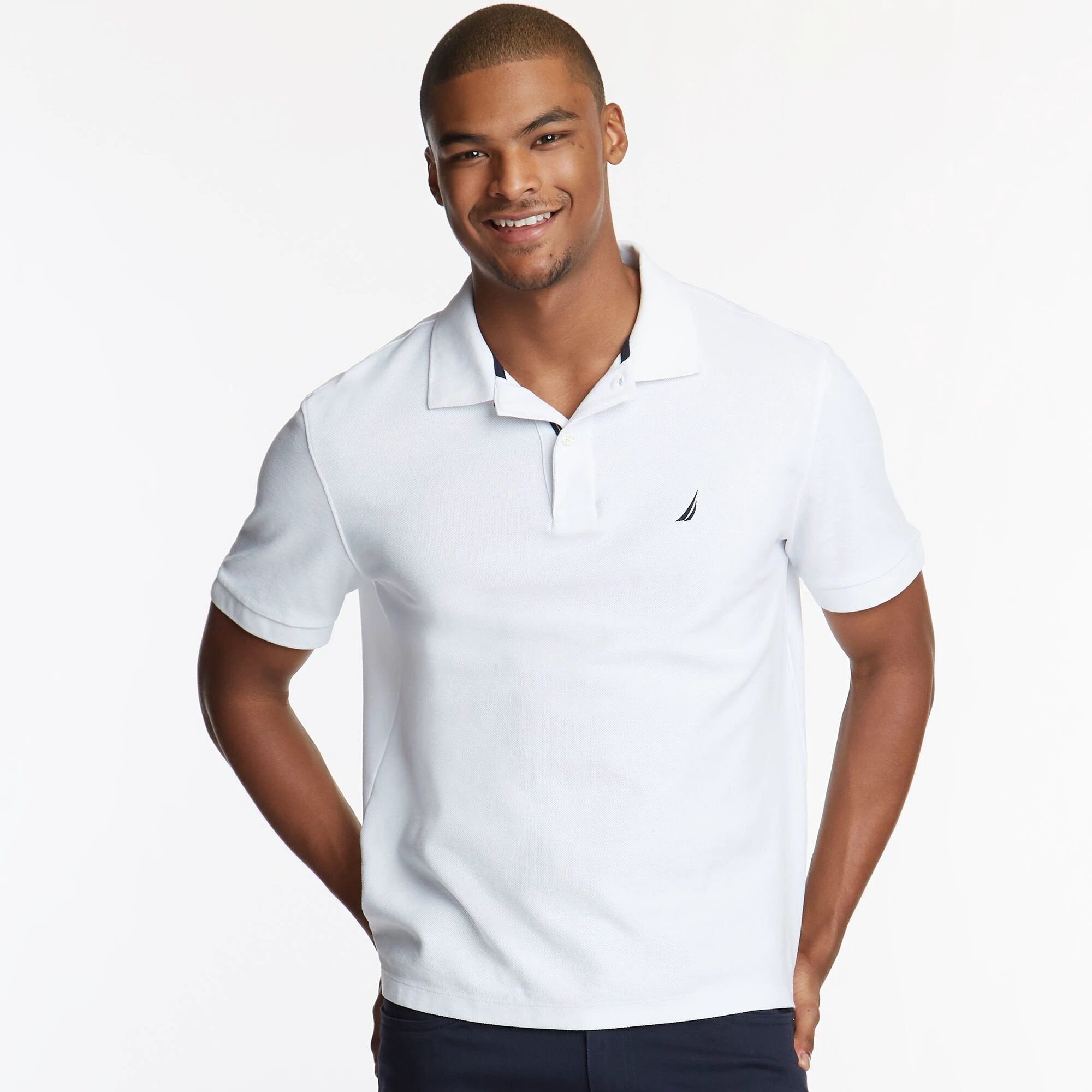Poloshirt Nautica Mangas Corta Liso P/ Caballeros K41050-1BW by Nautica