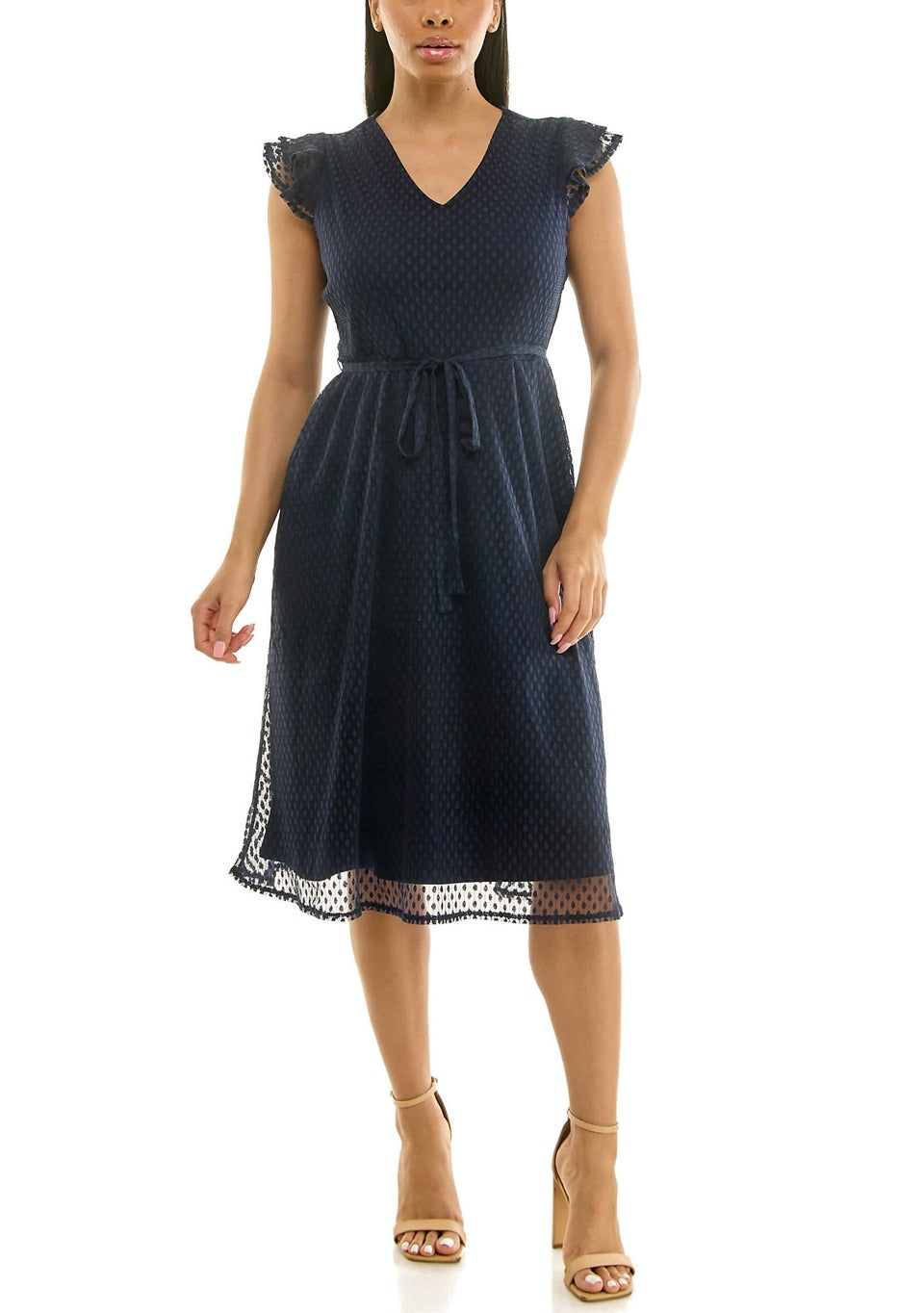 Vestido Nina Leonard Mangas Cortas Liso Encaje para Damas