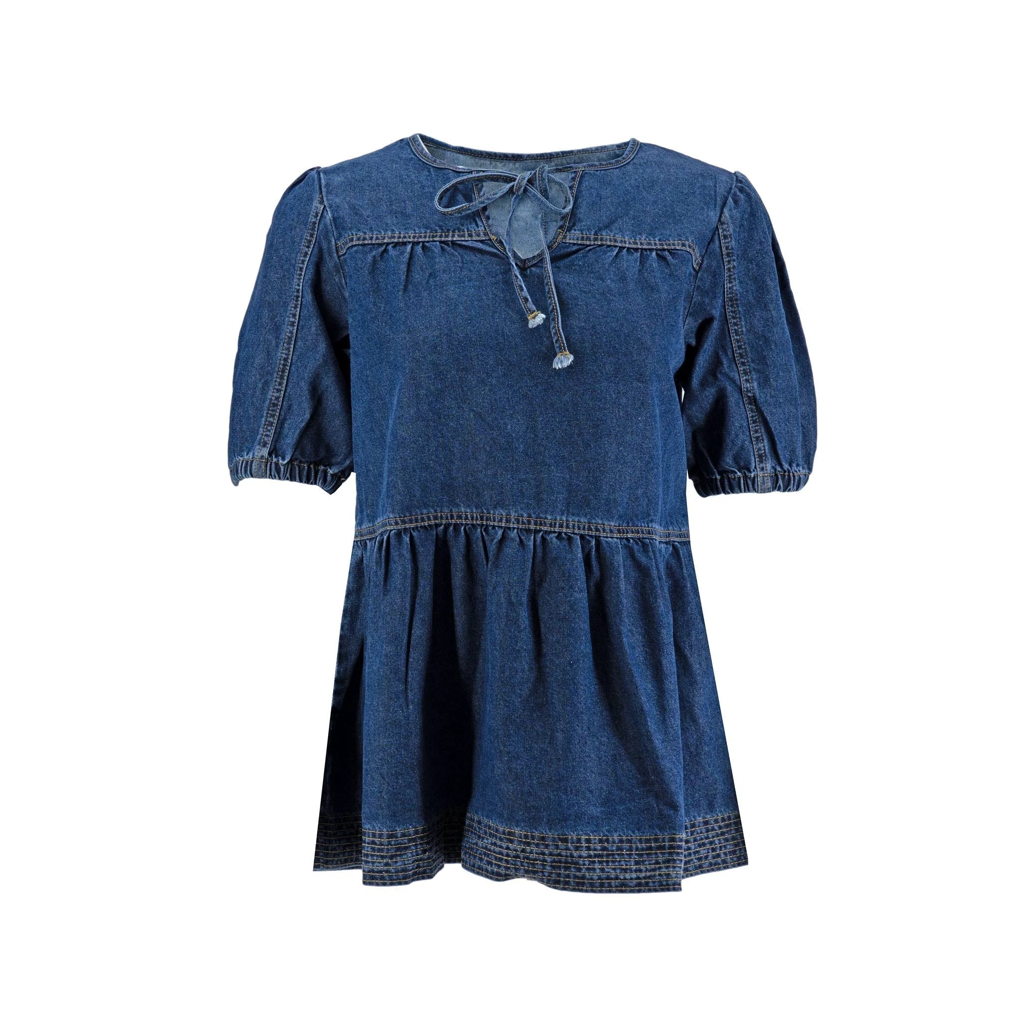 Blusa Happy Promise Mangas Cortas Jeans Para Damas by Happy