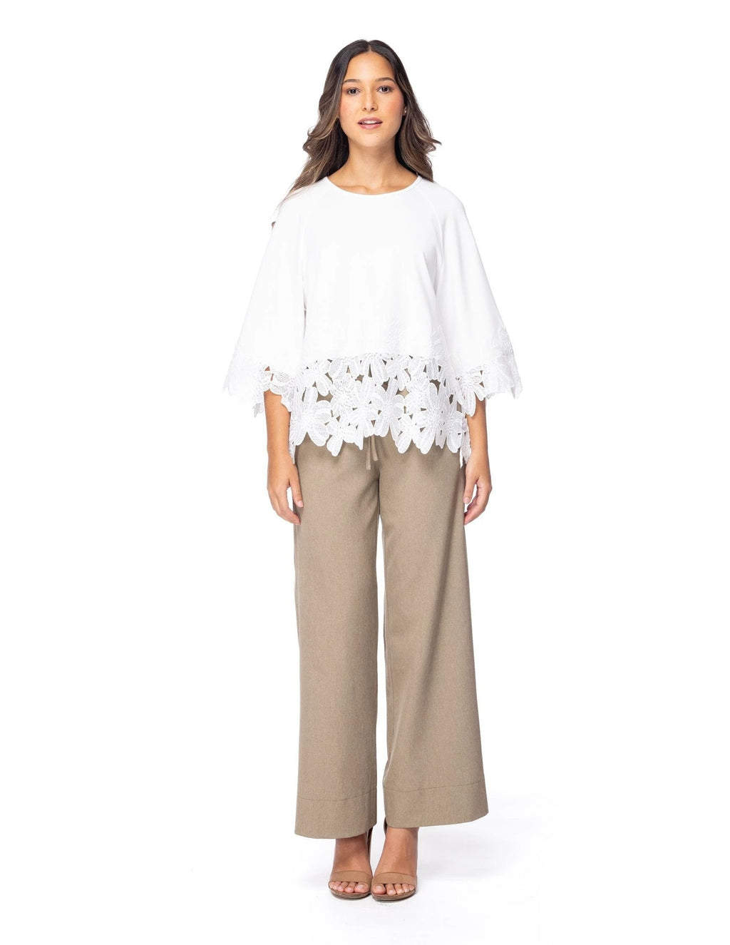 Blusa Essencia Mangas Cortas Lisa Encaje Para Damas by Essencia