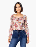 Blusa Essencia Mangas Largas Floral Ruche Para Damas by Essencia