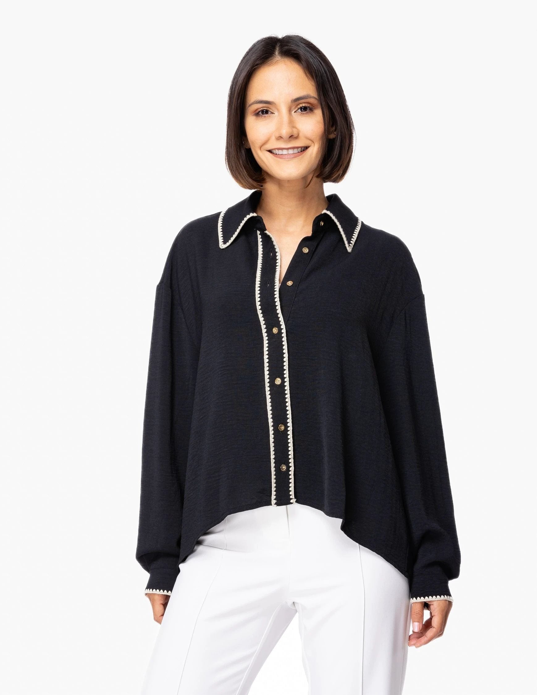 Blusa Essencia Mangas Largas Lisa Bordados Para Damas by Essencia