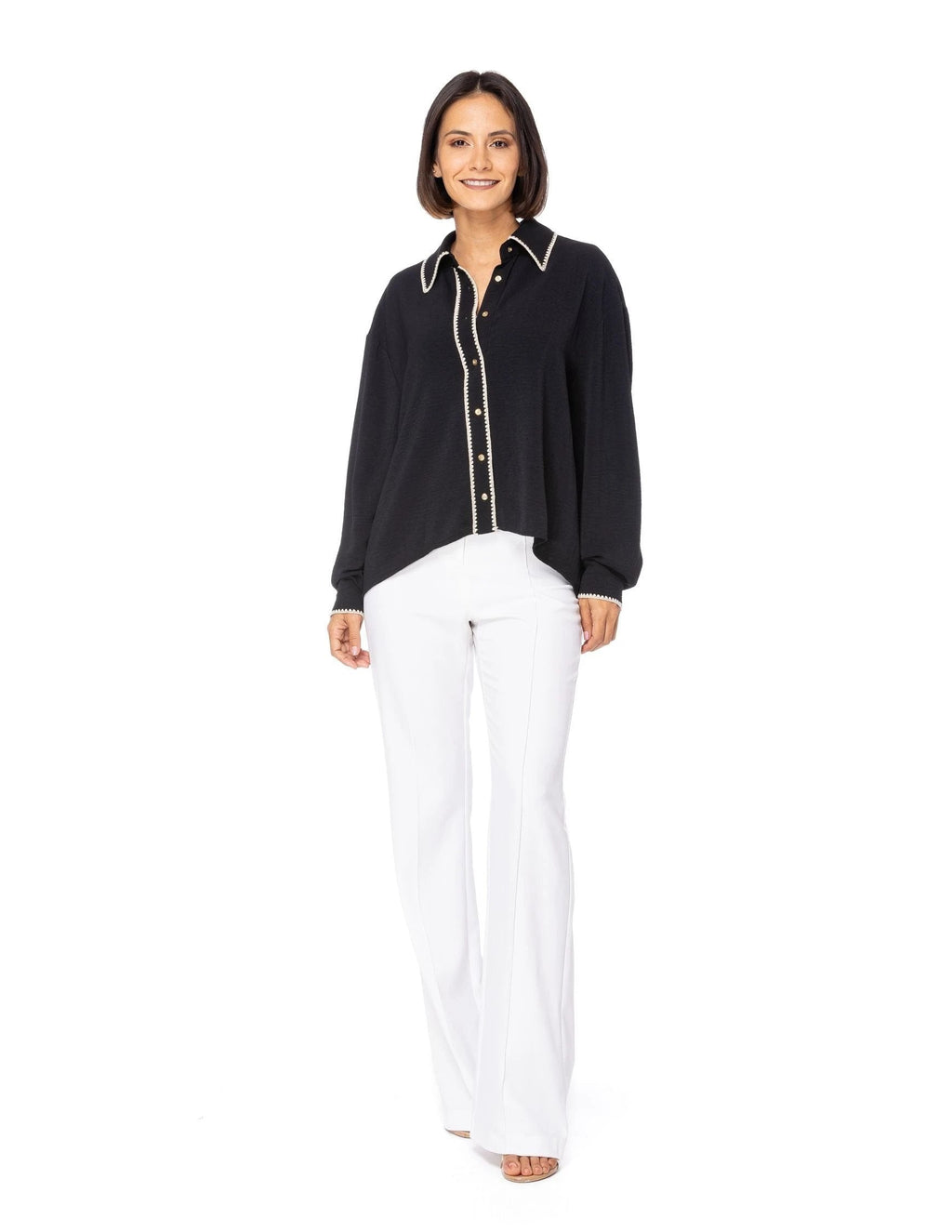 Blusa Essencia Mangas Largas Lisa Bordados Para Damas by Essencia