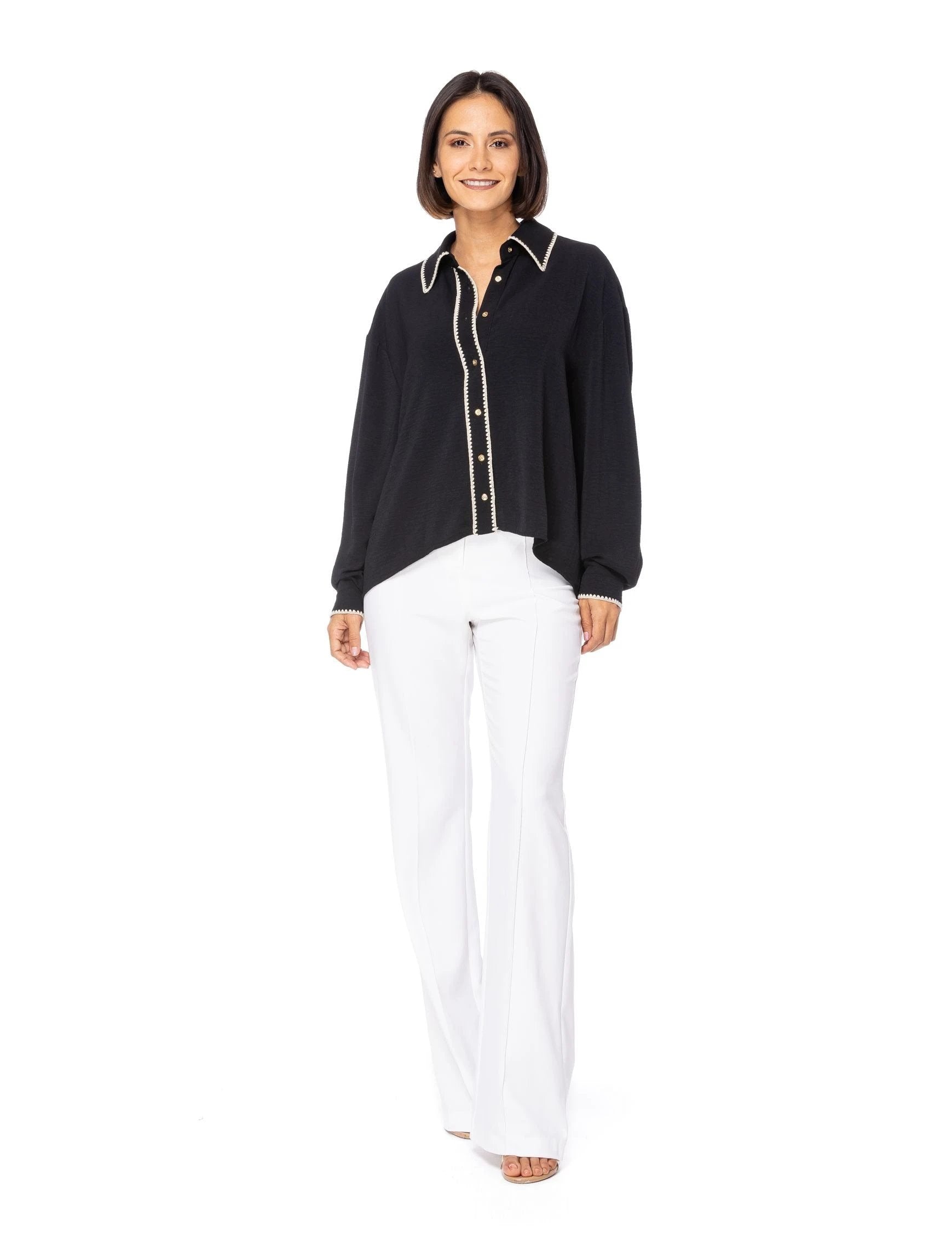 Blusa Essencia Mangas Largas Lisa Bordados Para Damas by Essencia