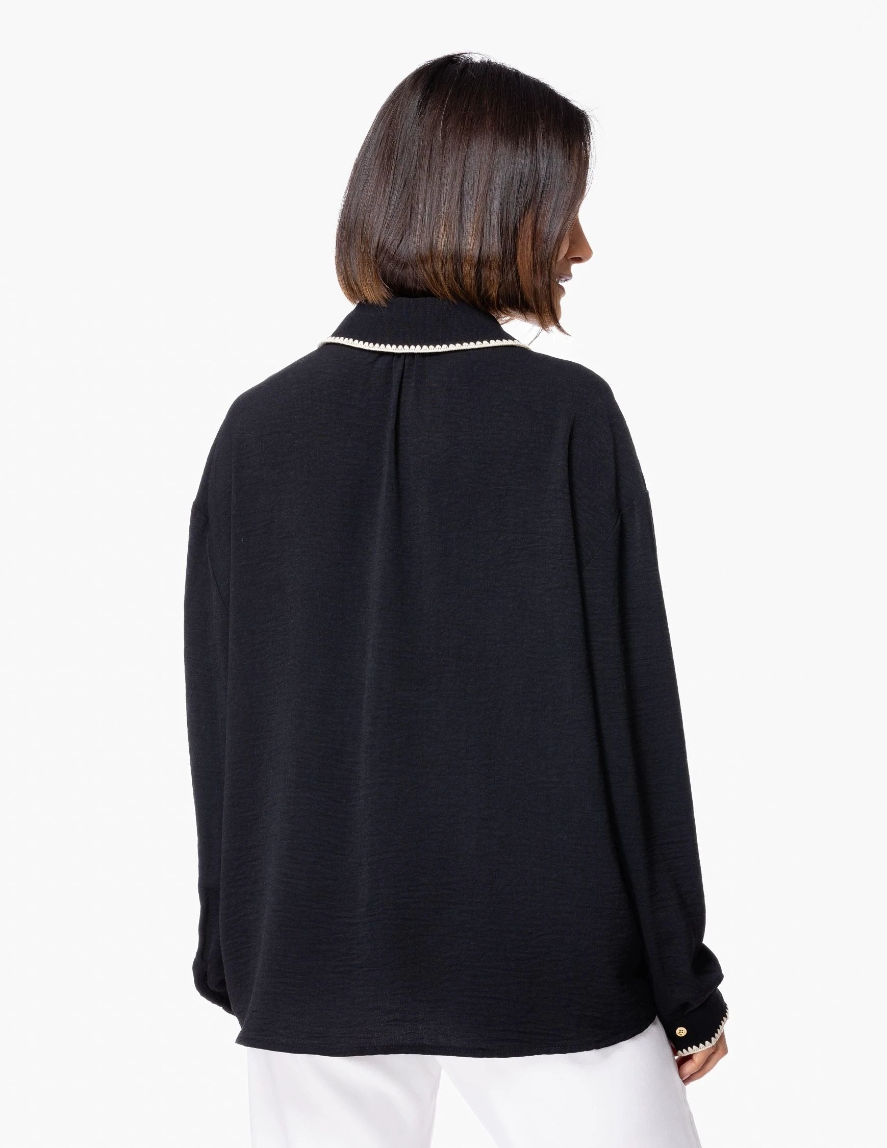 Blusa Essencia Mangas Largas Lisa Bordados Para Damas by Essencia