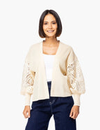 Cardigan Essencia Mangas Largas Liso Encaje Para Damas by Essencia