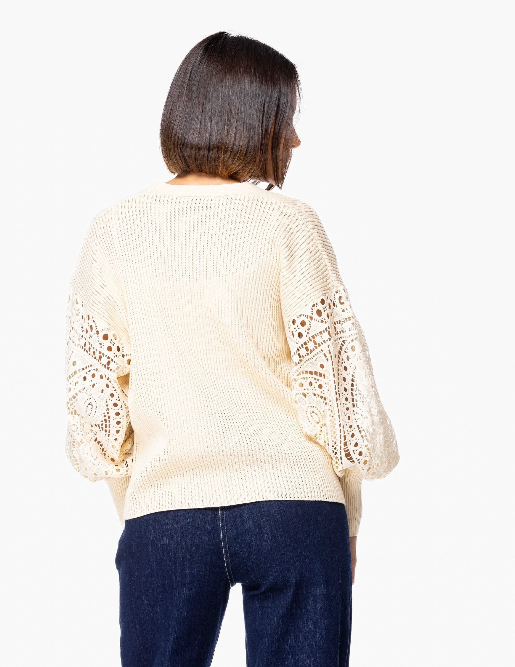 Cardigan Essencia Mangas Largas Liso Encaje Para Damas by Essencia