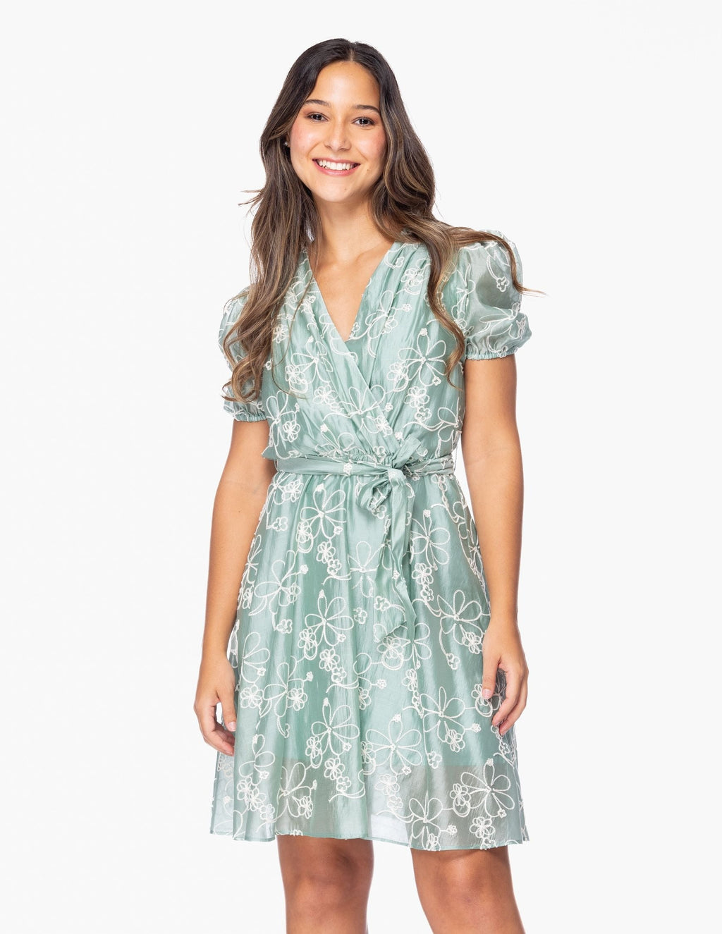 Vestido Essencia Mangas Cortas Estampado Encaje para Damas