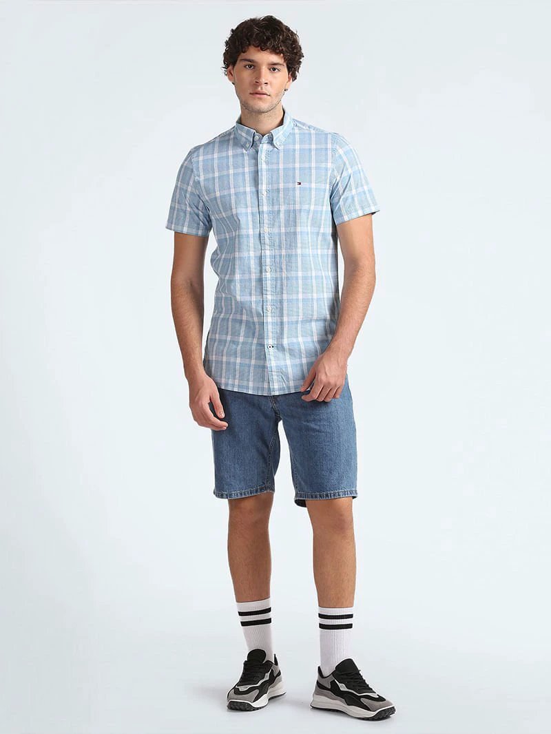 Camisa Tommy Hilfiger Mangas Cortas Cuadros Para Caballeros by Tommy Hilfiger