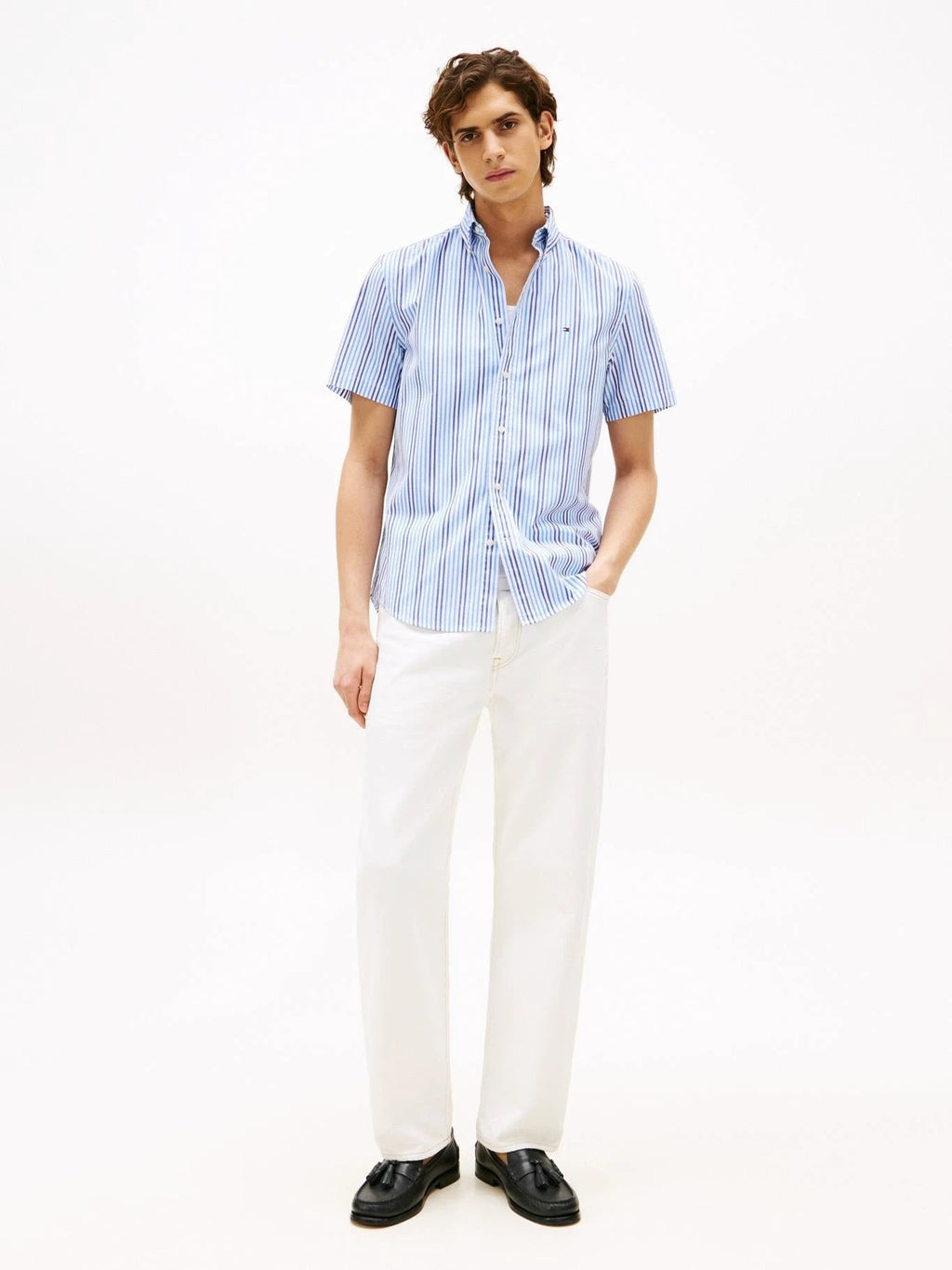 Camisa Tommy Hilfiger Mangas Cortas Rayas Para Caballeros by Tommy Hilfiger