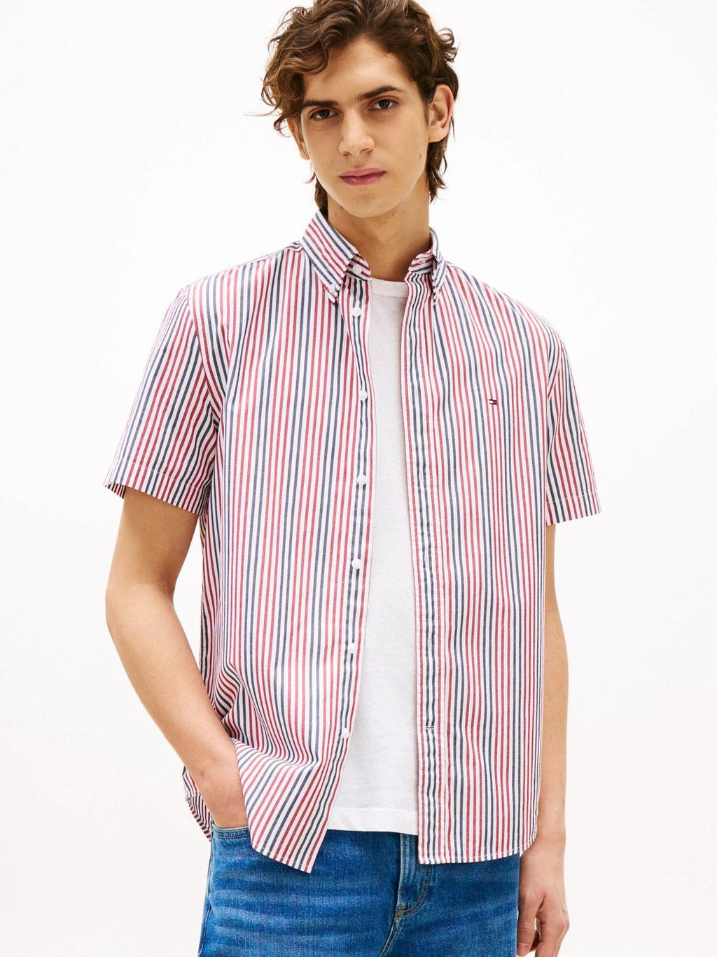 Camisa Tommy Hilfiger Mangas Cortas Rayas Para Caballeros by Tommy Hilfiger