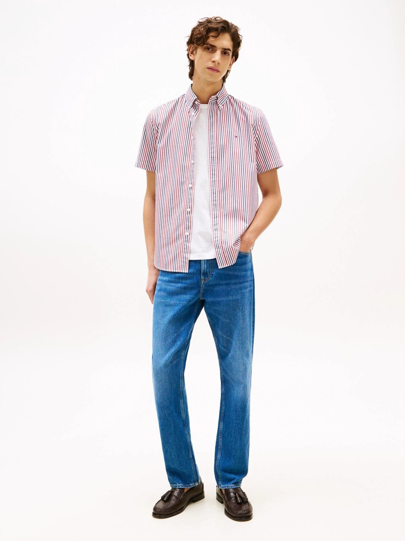 Camisa Tommy Hilfiger Mangas Cortas Rayas Para Caballeros by Tommy Hilfiger
