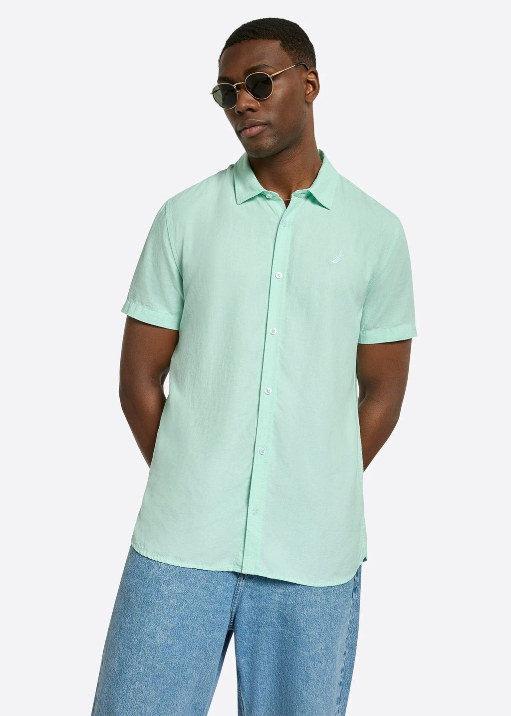 Camisa Nautica Mangas Cortas Lisa Para Caballeros by Nautica