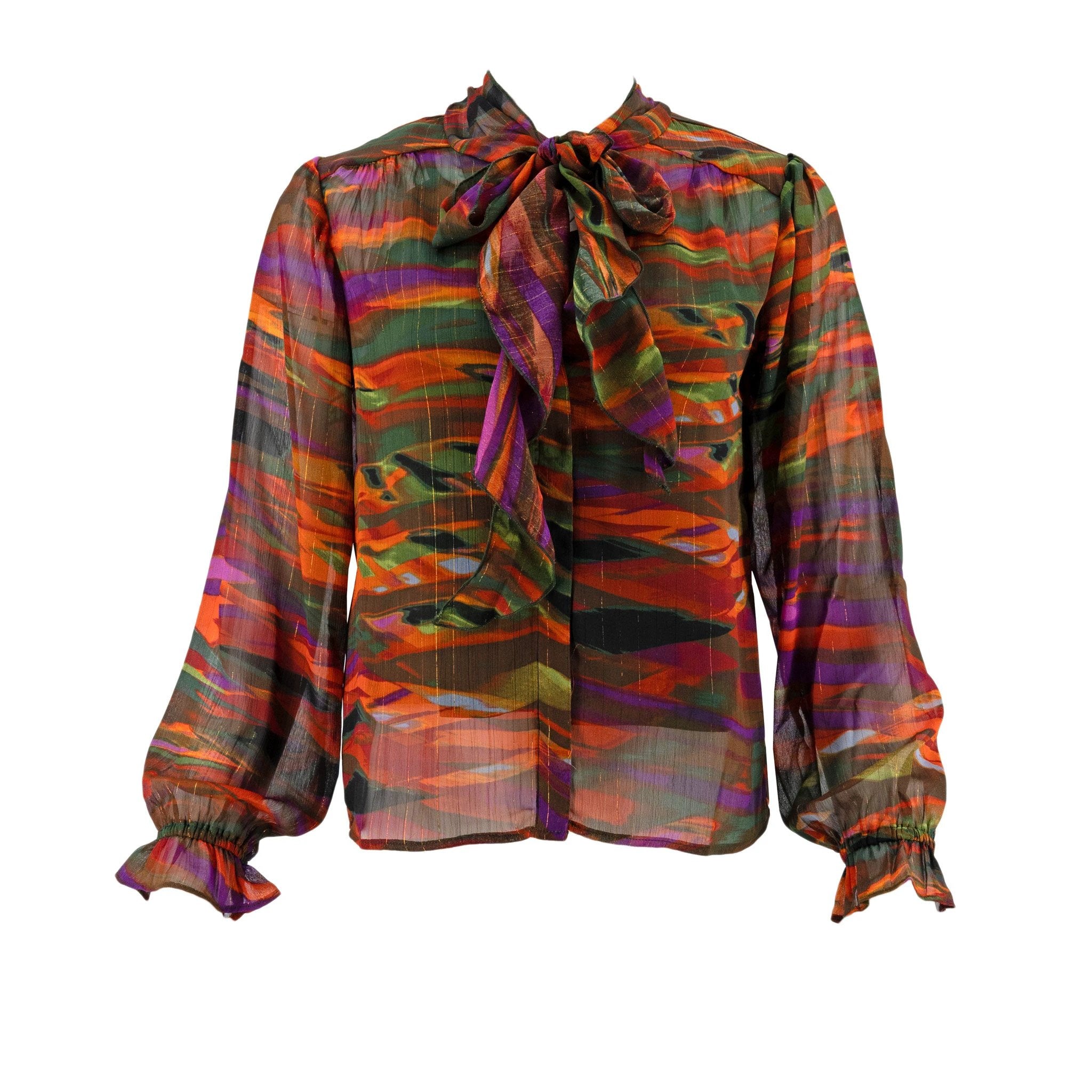 Blusa Nanette Mangas Largas Estampada Lazo Brillo P/ Damas by Nanette