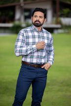 Camisa Oscar de La Renta Mangas Largas Cuadros para Caballeros