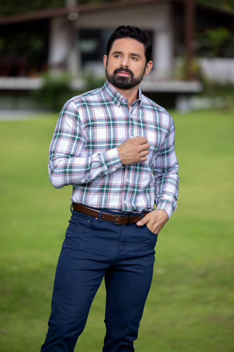 Camisa Oscar de La Renta Mangas Largas Cuadros para Caballeros