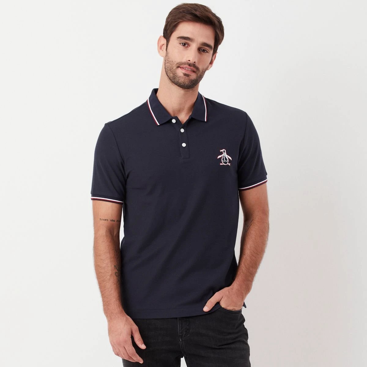 Poloshirt Penguin Mangas Cortas Liso Para Caballeros by Penguin