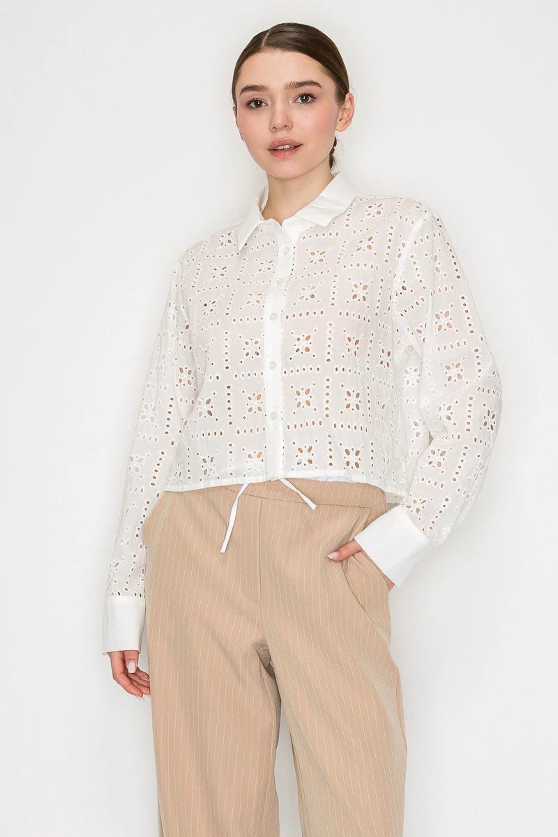Blusa Story On Mangas Largas Eyelet Para Damas by Story On