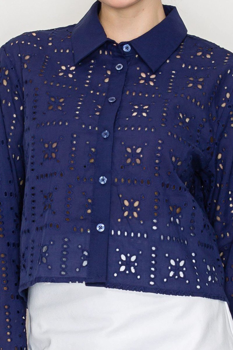 Blusa Story On Mangas Largas Eyelet Para Damas by Story On