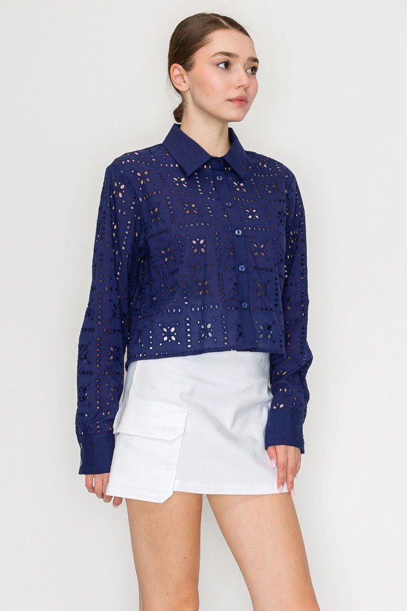Blusa Story On Mangas Largas Eyelet Para Damas by Story On