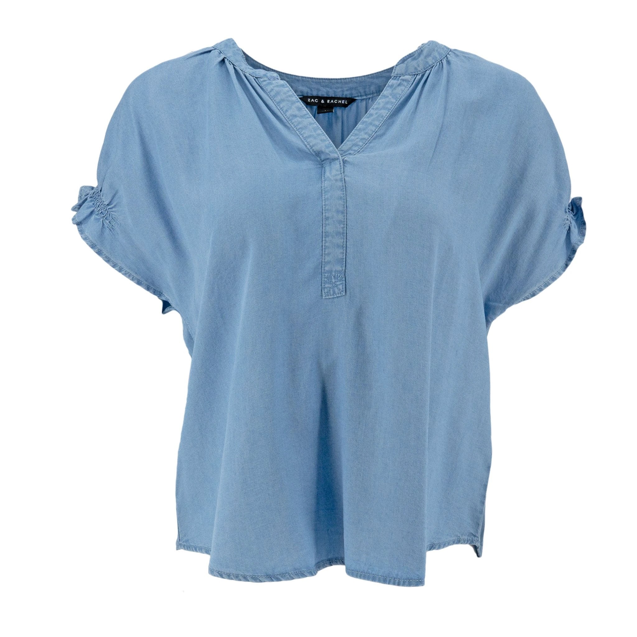 Top Zac & Rachel Mangas Cortas Ruche Liso Para Damas by Zac & Rachel