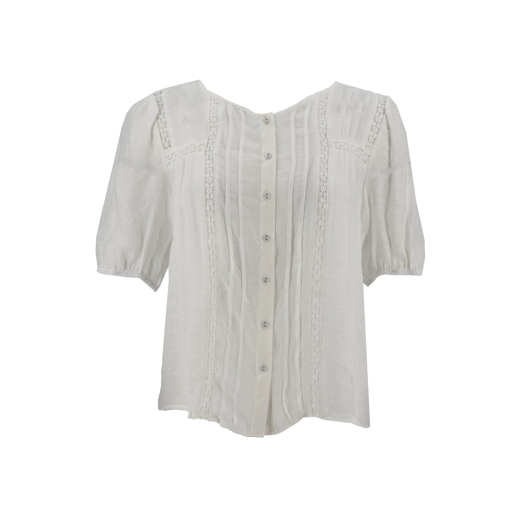 Blusa Zac & Rachel Mangas Cortas Lisa Encaje para Damas