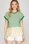 Blusa She + Sky Mangas Cortas Rayas para Damas
