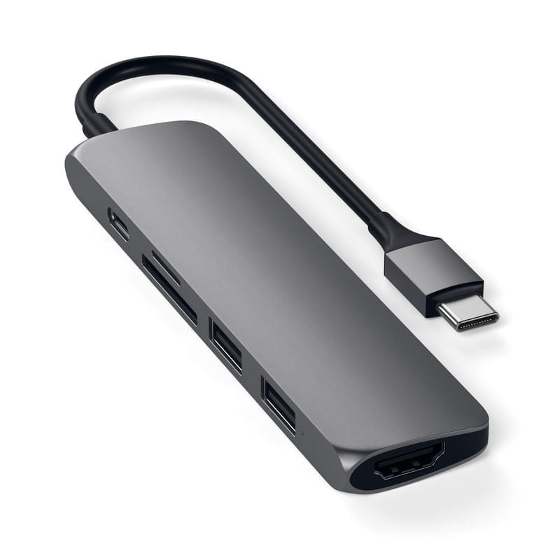 Satechi Slim Aluminum Type-C Multi-Port Adapter V2 - Space Gray