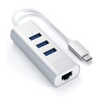 Satechi Type-C 2-in-1 3 Port USB 3.0 Hub & Ethernet - Silver