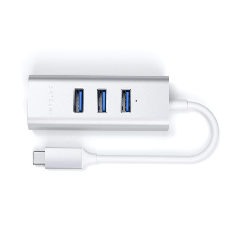 Satechi Type-C 2-in-1 3 Port USB 3.0 Hub & Ethernet - Silver